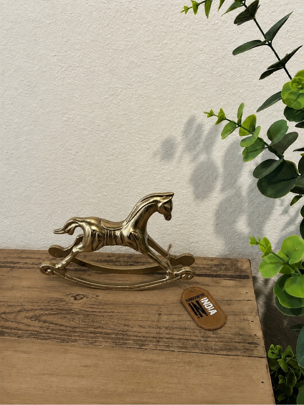 Gold Brass Rocking Horse Figurine.